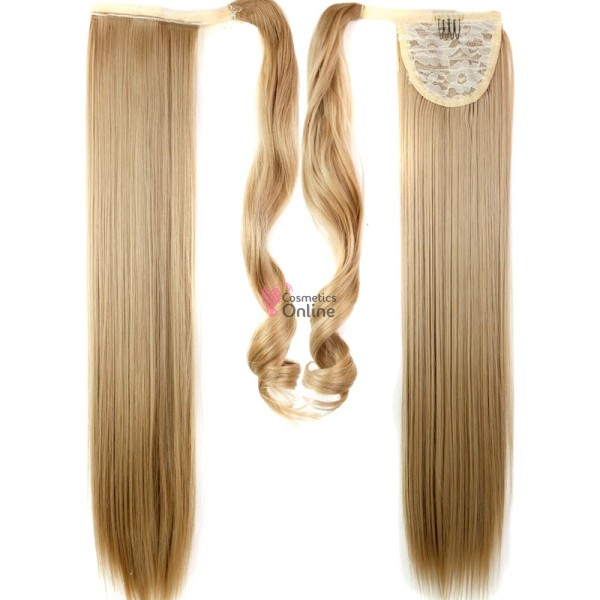Extensie de par coada cu clema si arici dreapta de 55 cm cod SI6618 Blond Inchis